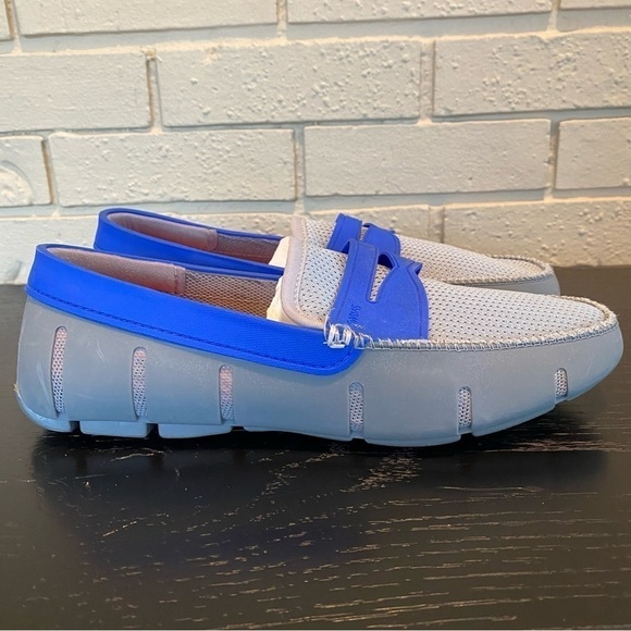 SWIMS Deck Shoes Mens 8 Water Outdoors Penny Loafer Blue Mesh Rubber Breathable - Picture 2 of 7